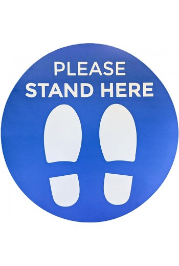 12" Circle "Please Stand Here" Vinyl Floor Sticker