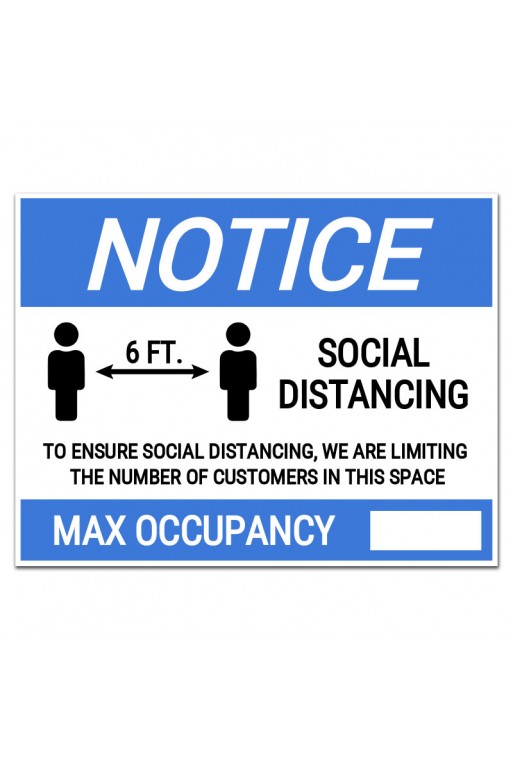 12"x18" Notice Social Distancing Max Occupancy