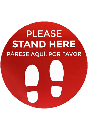 12" Circle "Please Stand Here" English & Spanish Vinyl Floor Sticker